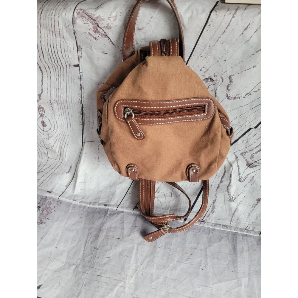 Etienne Aigner Brown Canvas Leather Convertible Backpack Sling Bag